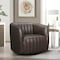 Armen Living Aries Espresso Genuine Leather Swivel Barrel Chair LCARCHES - alternate 3